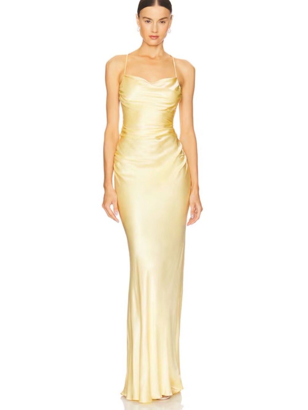 Shona Joy La Lune Lace Back Satin Maxi Dress - Pale Yellow